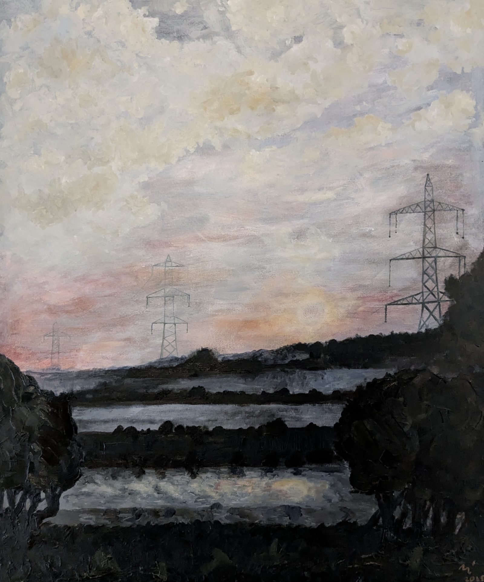 Mersey Pylons at Night, Didsbury