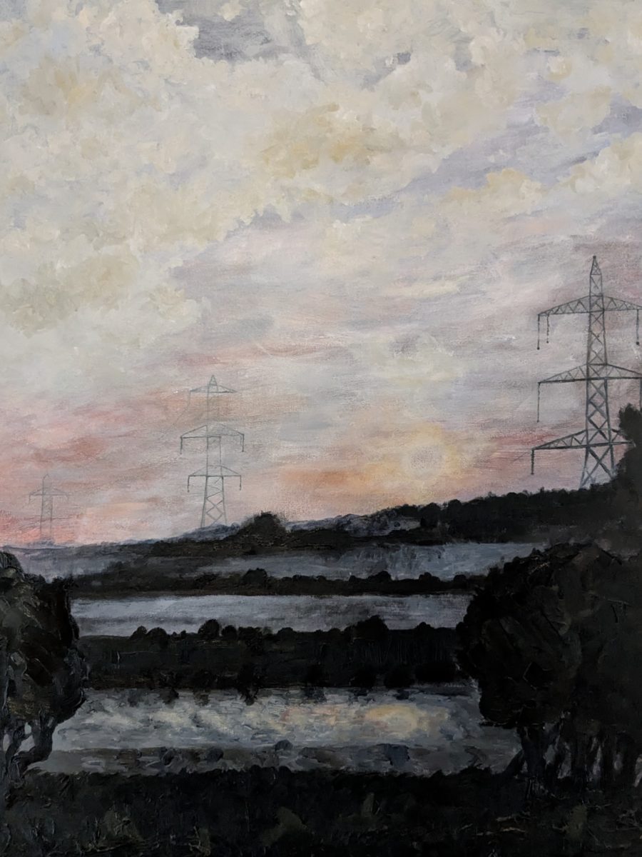 Mersey Pylons at Night, Didsbury